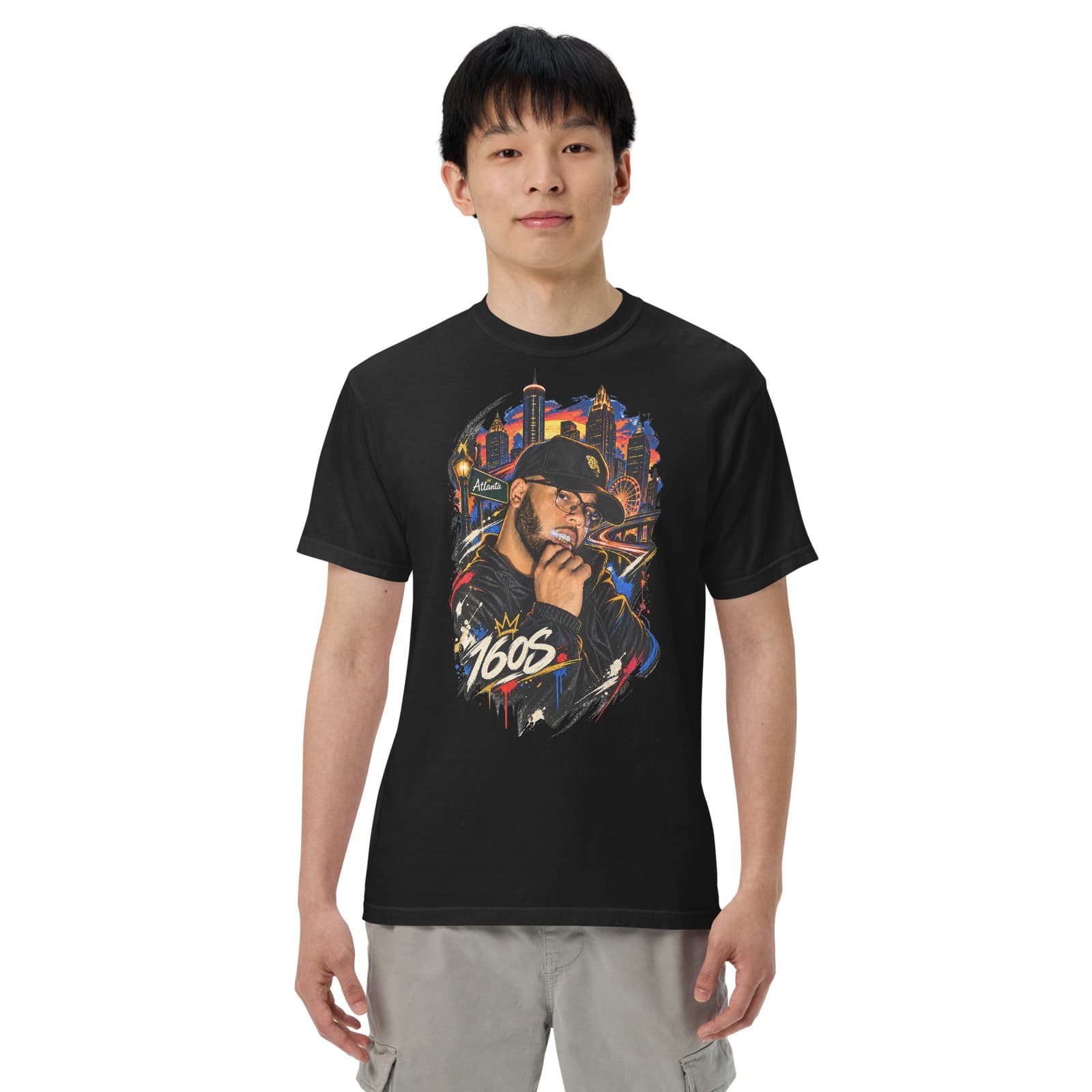 16os — Atlanta After Dark Tee on a model in Black