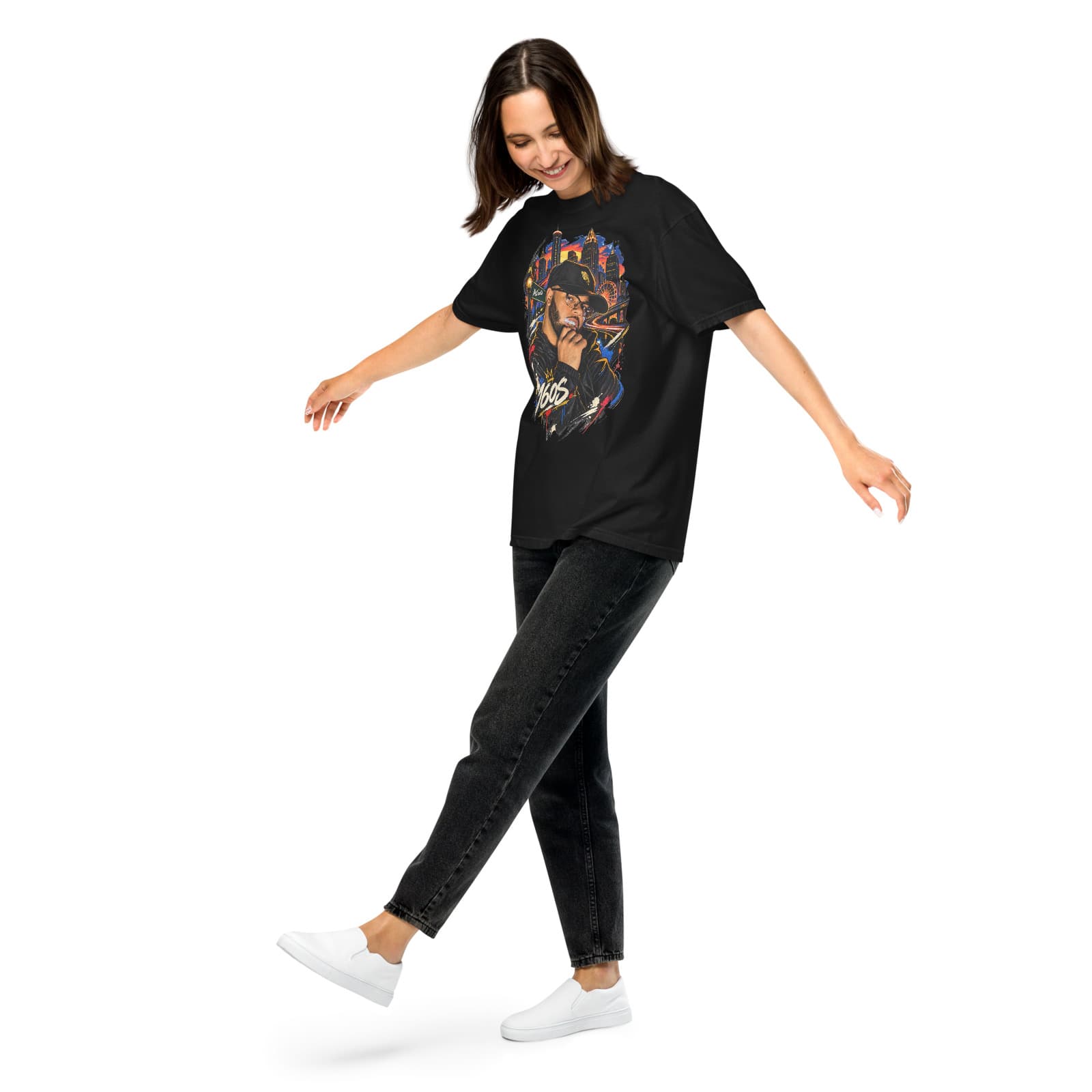 16os — Atlanta After Dark Tee on a model in Black