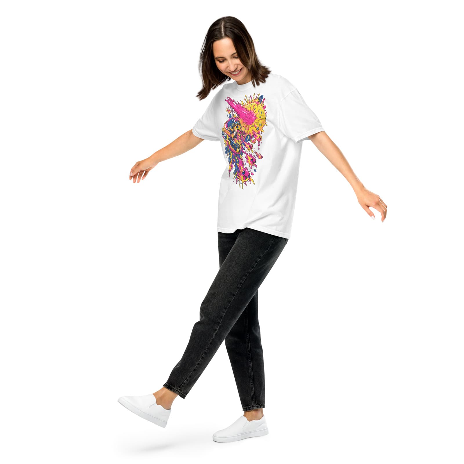 Andy Warthog — Chamelagum Tee on a model in White · Women's model