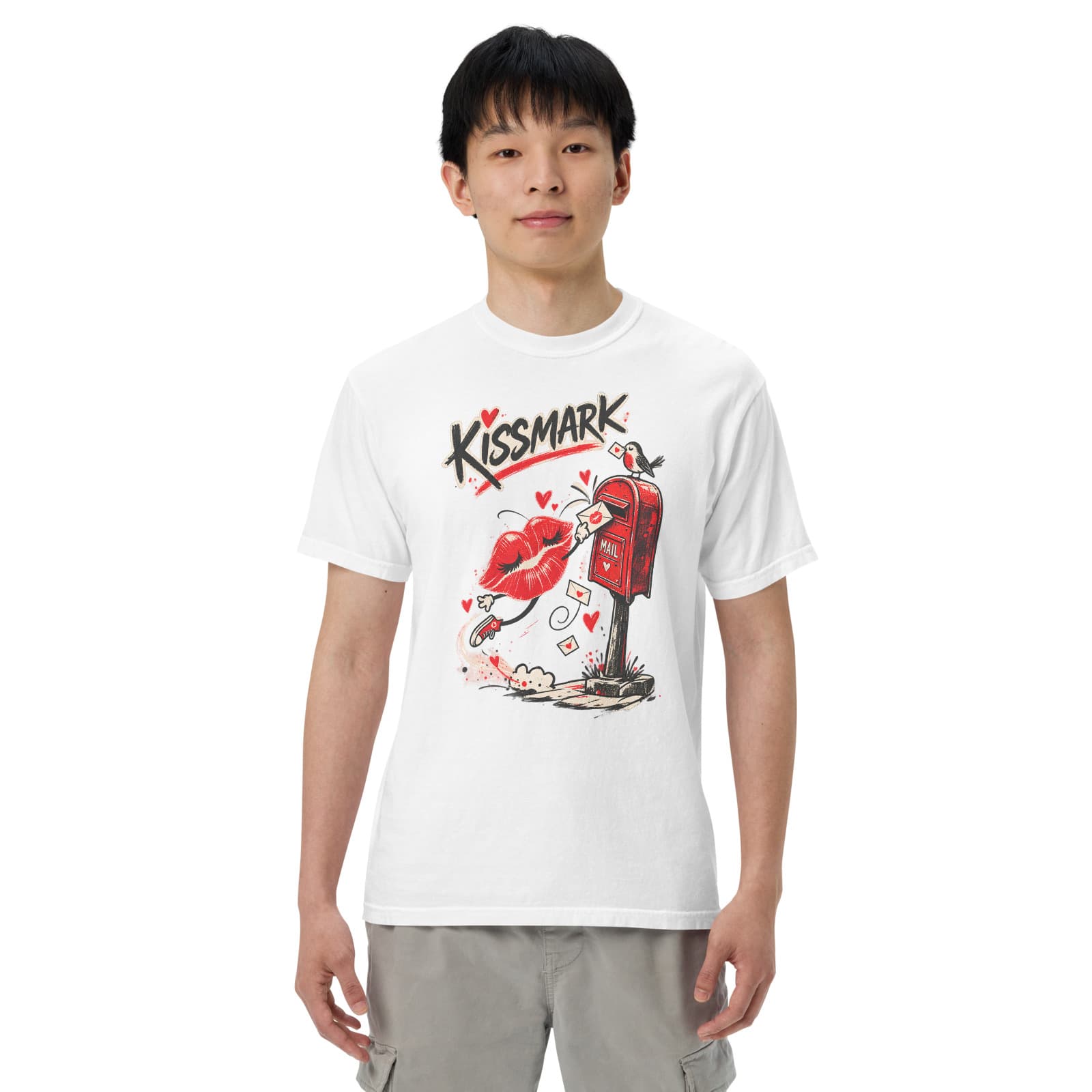 Andy Warthog — Kissmark Tee on a model in White · Men's model