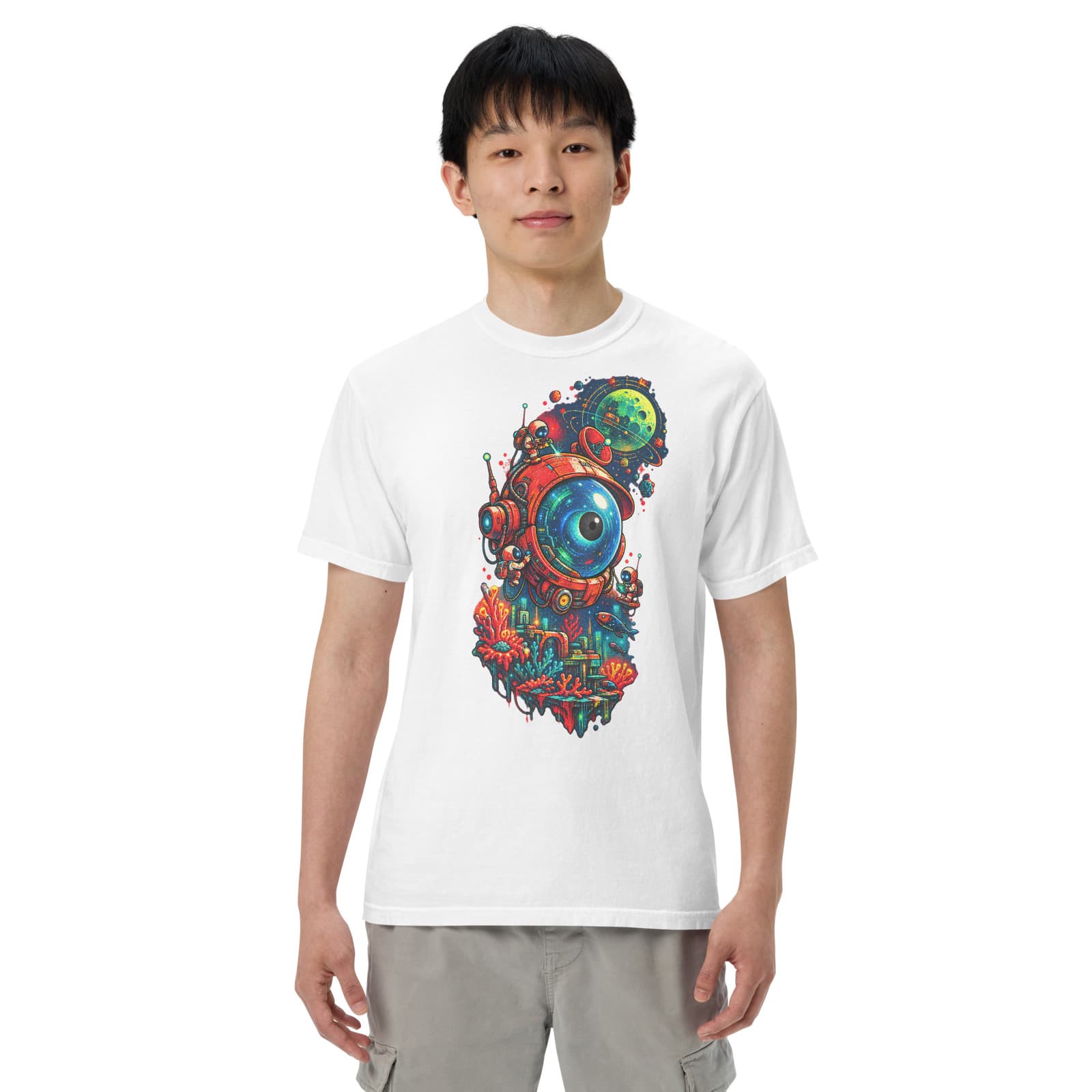 Andy Warthog — Lensbian Tee on a model in White · Men's model