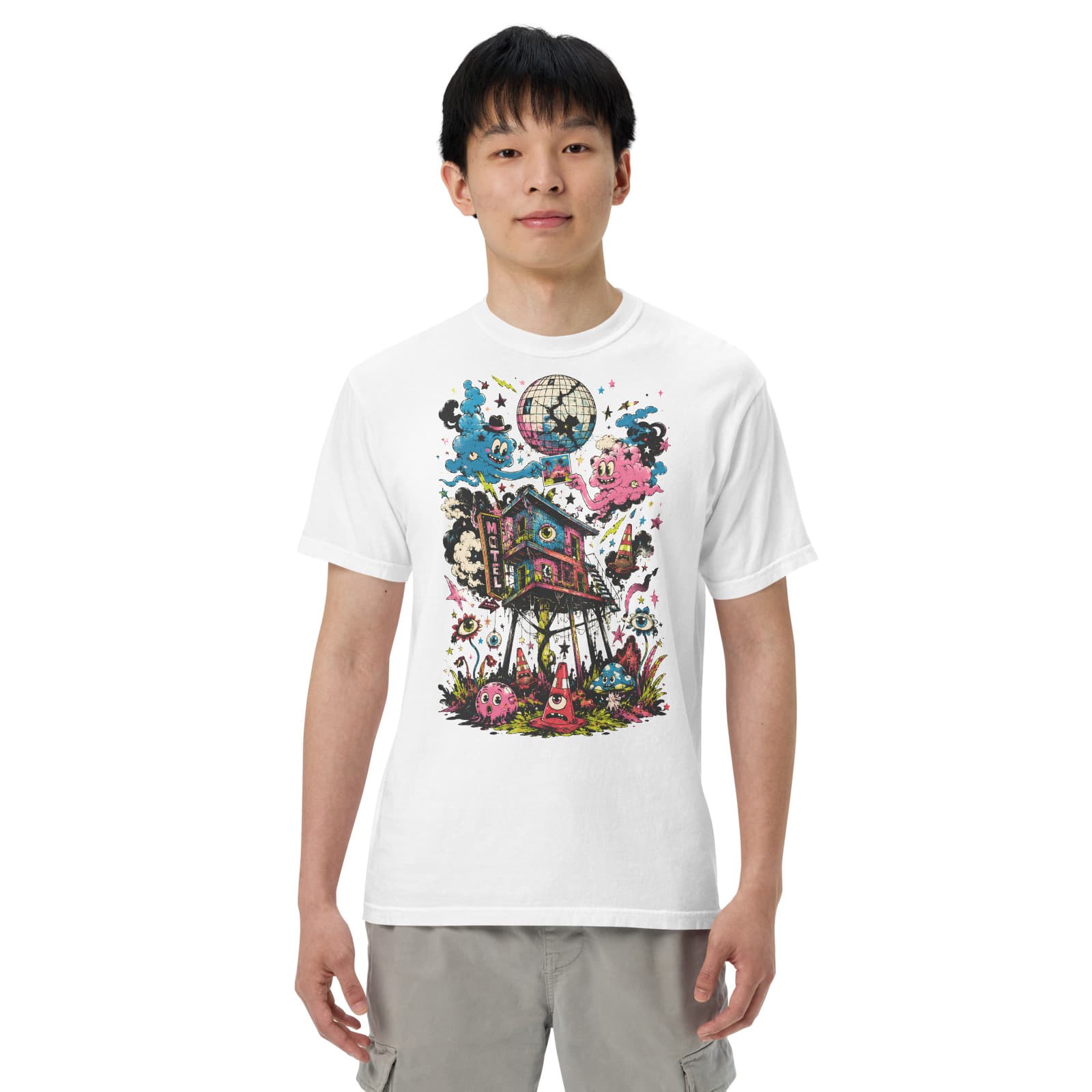 Andy Warthog — Vacancy Tee on a model in White · Men's model