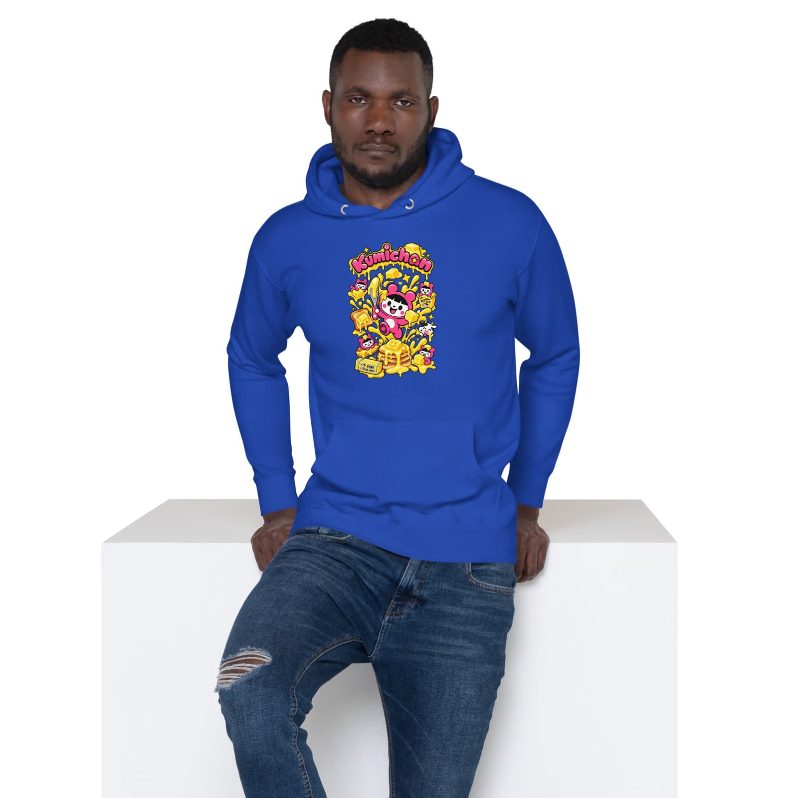 Butter Mode Hoodie on a model in Team Royal