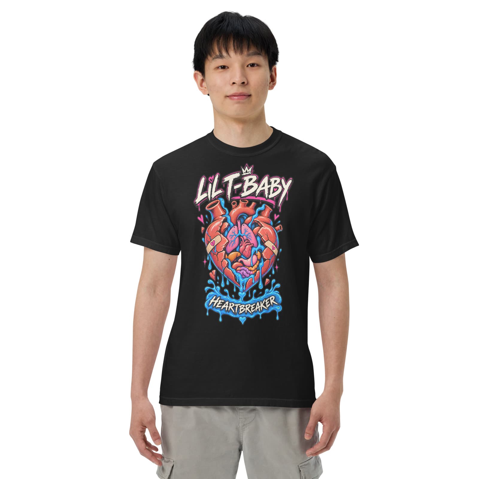 Lil T-baby — Heartbreaker Tee on a model in Black